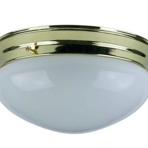 Sunlite Polished Brass 9" Dome 2-Light Flush Mount White Mushroom Ceiling Light